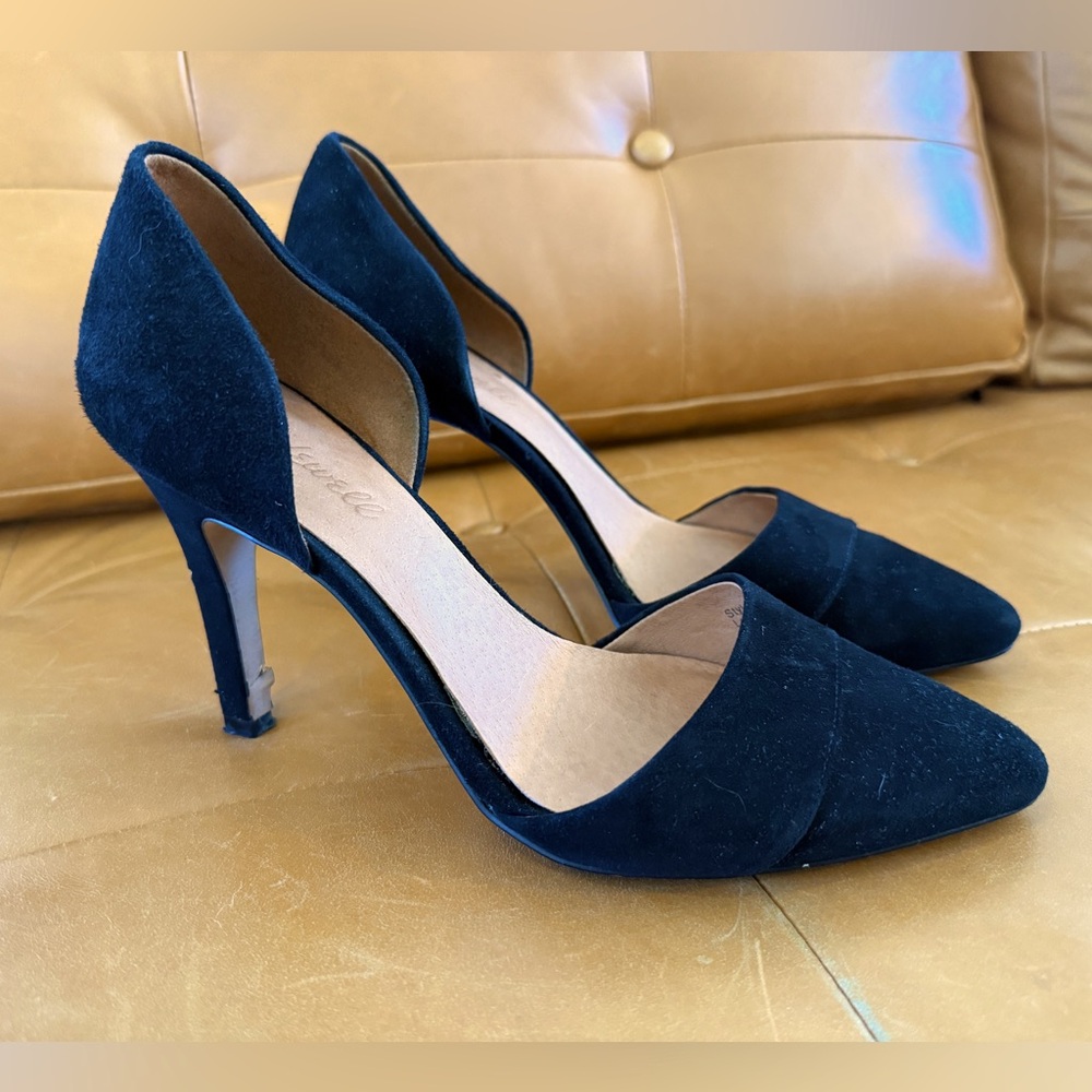 Madewell D’orsay Black Suede Heel Size 8.5